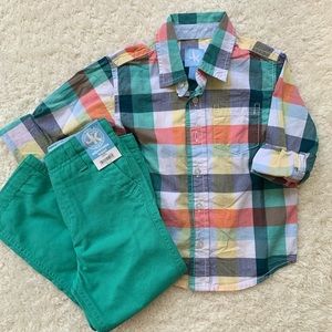 J. Khaki 2 pc Matching Set Button Down & Pants